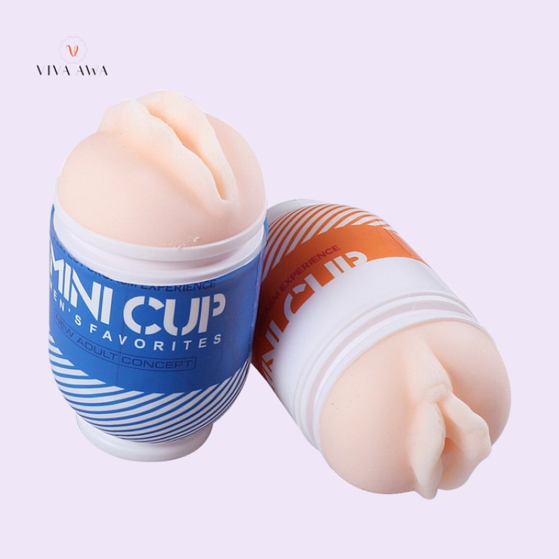 Mini cup sex toy pocket pussy silicon vagina orange